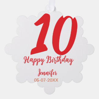 10. Geburtstag Hinzufügen Name Datum Jahr rote Vor Ornament Karte