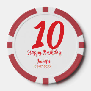 10. Geburtstag Hinzufügen Name Datum Jahr rote Vor Pokerchips
