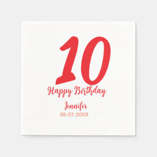 10. Geburtstag Hinzufügen Name Datum Jahr rote Vor Serviette