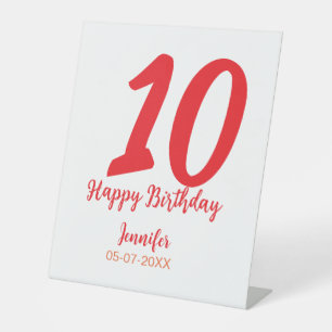 10. Geburtstag Hinzufügen Name Datum Jahr rote Vor Sockelschild