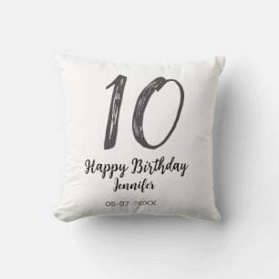10. Geburtstag hinzufügen Name Datum Jahr schwarze Kissen