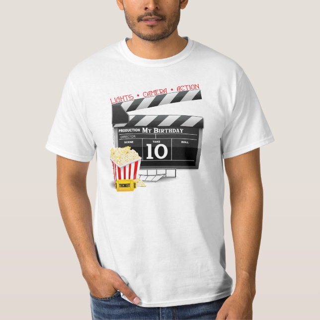 10. Geburtstag Hollywood Movie Party T-Shirt (Vorderseite)