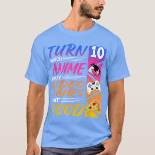 10. Geburtstag I Manga I Gamer I 90er Kawaii Pizza T-Shirt
