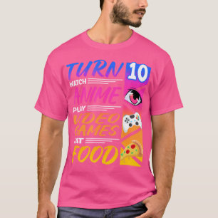 10. Geburtstag I Manga I Gamer I 90er Kawaii Pizza T-Shirt