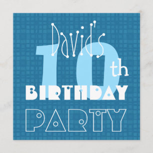 10. Geburtstag Individuelle Name Blue and White V0 Einladung
