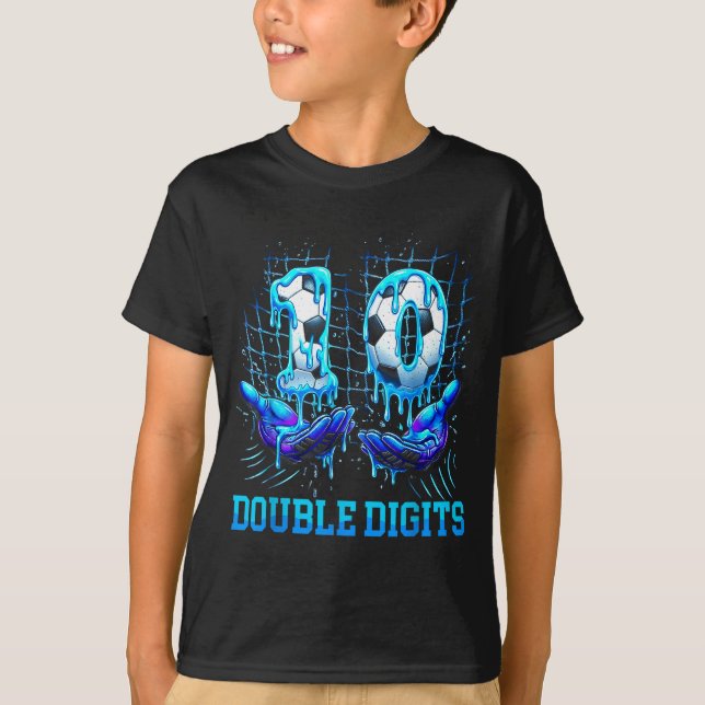 10. Geburtstag Junge Fußball Eis Drippin T-Shirt (Vorderseite)