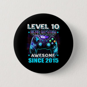 10. Geburtstag Junge Level 10 Gamer 10 Jahre Video Button