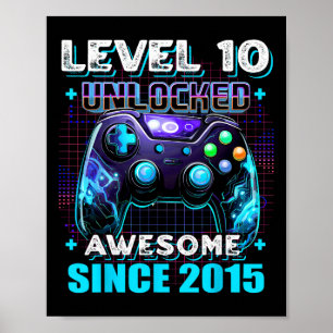 10. Geburtstag Junge Level 10 Gamer 10 Jahre Video Poster