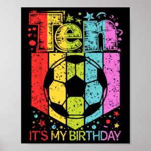 10. Geburtstag Junge Mädchen Zehn 10 Jahre alte Fu Poster