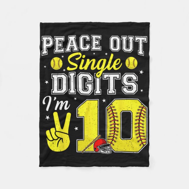10. Geburtstag Junge Softll Peace Out Einstellige  Fleecedecke (Vorderseite)