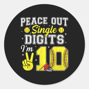 10. Geburtstag Junge Softll Peace Out einstellige  Runder Aufkleber