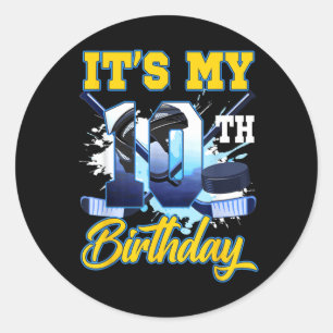 10. Geburtstag Jungen 10 Jahre altes Eishockey-The Runder Aufkleber