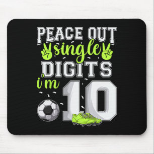 10. Geburtstag Jungen Fußball Peace Out einstellig Mousepad