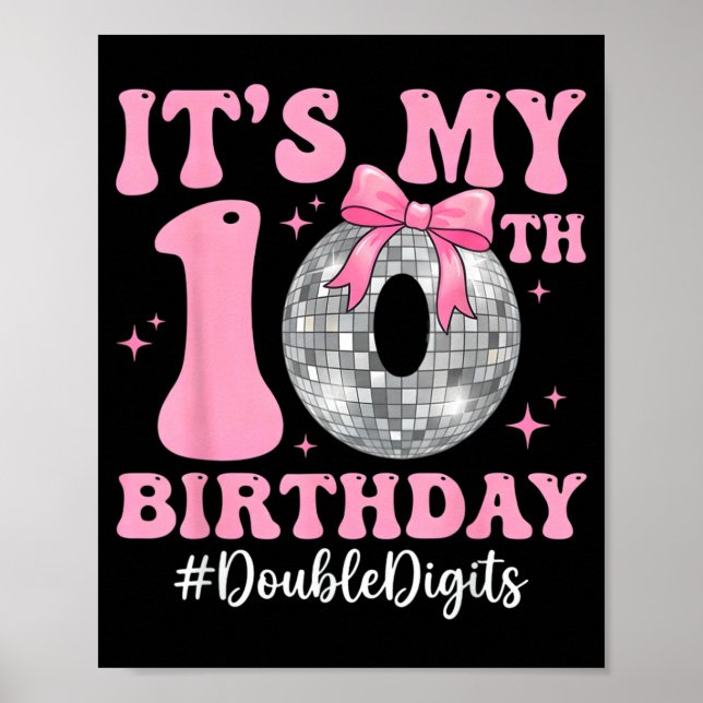 10. Geburtstag Mädchen doppelte Ziffern Bogen Disc Poster (Vorne)