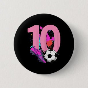 10. Geburtstag Mädchen Fußballspielerin Fussball 1 Button