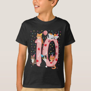 10. Geburtstag Mädchen Niedliche Katzenoutfit 10 J T-Shirt