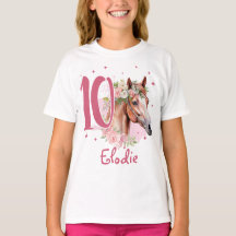 10. Geburtstag Mädchen Pferd Pastell Rosa Zehn Jah