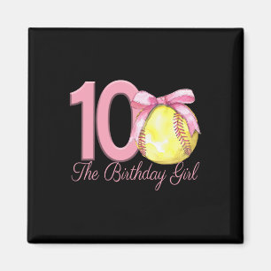 10. Geburtstag Mädchen Softball-Spielerin Coquette Magnet