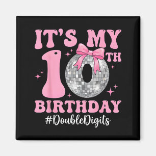 10. Geburtstag Mädchen zweistellige Schleife Disco Magnet