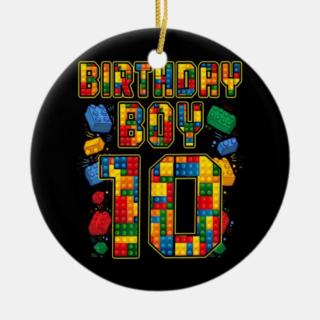 10. Geburtstag Master Builder 10 Jahre alter Block Keramik Ornament (Vorne)