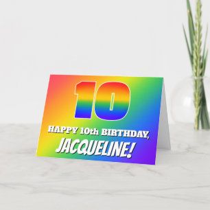 10. Geburtstag: mehrfarbiges Regenbogenmuster # 10 Karte