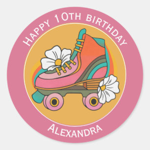 10. Geburtstag Name Rollschuh süßer rosa Aufkleber