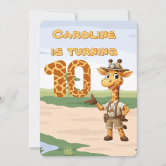 10. Geburtstag Niedlicher Explorer Giraffe auf Saf Einladung