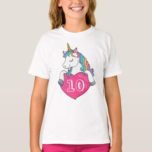 10. Geburtstag Niedliches Einhorn Geburtstagsgesch T-Shirt (Vorderseite)