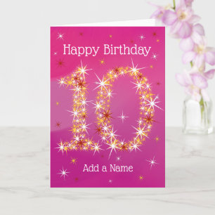 10. Geburtstag - Nummer 10 Sterne - Rosa - Alter 1 Karte