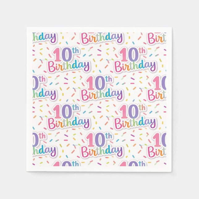 10. Geburtstag Papiertücher, 10. Geburtstagsfeier Serviette (Vorderseite)