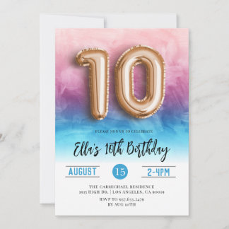 10. Geburtstag Pink Blue Gradient Einladung