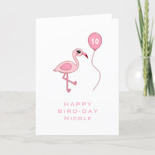 10. Geburtstag Pink Flamingo Happy Bird-Day Card Karte