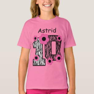 10. Geburtstag Pink Zebra Individuelle Name V025A4 T-Shirt