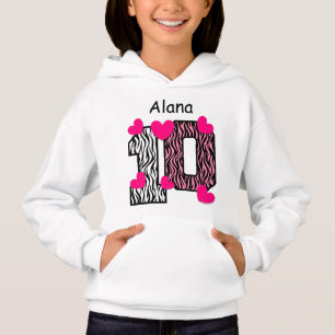 10. Geburtstag Pink Zebra Individuelle Name V025A7 Hoodie
