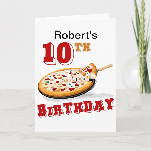 10. Geburtstag Pizza Party Karte (Vorderseite)