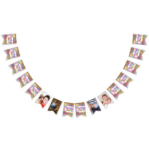 10. Geburtstag Regenbogen Glitzer DIY Foto Kinder Wimpelkette