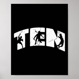 10. Geburtstag Retro Badminton 10 Jahre alter Jung Poster