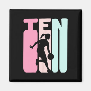 10. Geburtstag Retro Basketball Spieler 10 Jahre a Magnet