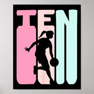 10. Geburtstag Retro Basketball Spieler 10 Jahre a Poster