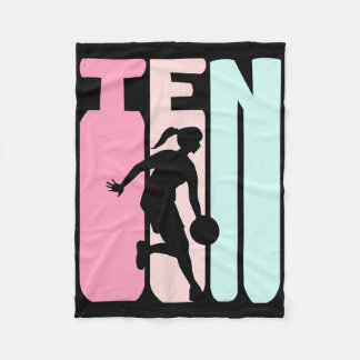 10. Geburtstag Retro Bysketbyll Spieler 10 Jahre a Fleecedecke