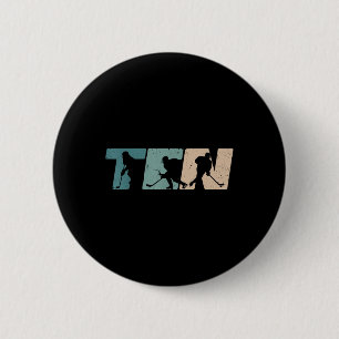 10. Geburtstag Retro Eishockey 10 Jahre alter Jung Button