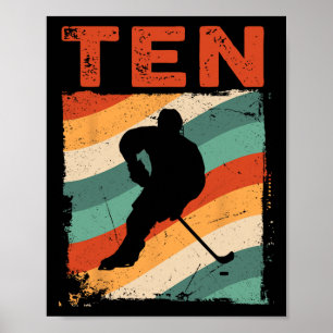 10. Geburtstag Retro Eishockey 10 Jahre alter Jung Poster