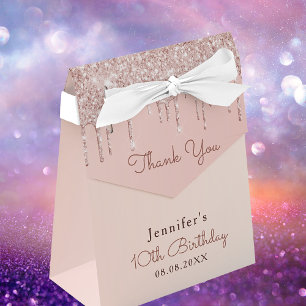 10. Geburtstag Rose Gold Glitzer Glam Vielen Dank Geschenkschachtel