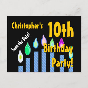 10. Geburtstag Save the Date Feierliche Kerzen V13 Ankündigungspostkarte