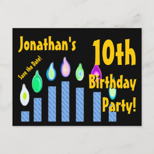 10. Geburtstag Save the Date Feierliche Kerzen V13 Ankündigungspostkarte