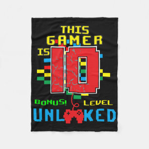10. Geburtstag Shirt Videospiel Entsperrte Stufe 1 Fleecedecke