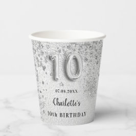 10. Geburtstag Silbername Mädchen Pappbecher