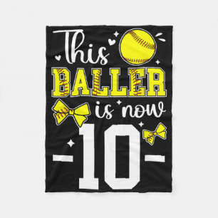 10. Geburtstag Softball Mädchen Zehn Jahre Alt Sof Fleecedecke