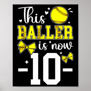 10. Geburtstag Softball Mädchen Zehn Jahre Alt Sof Poster
