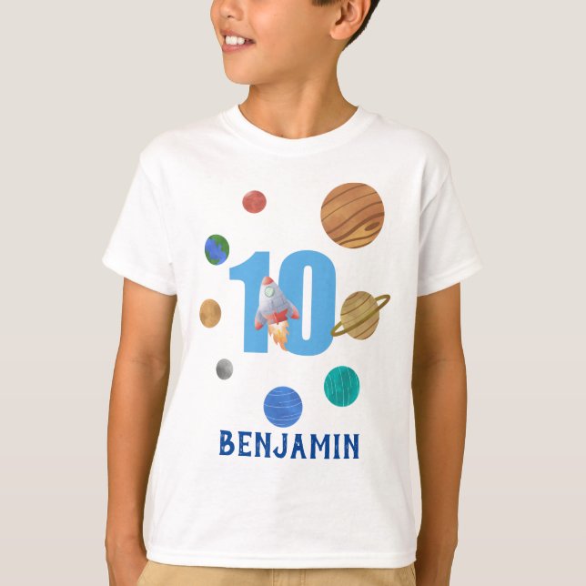 10. Geburtstag Sonnensysteme Planeten T-Shirt (Vorderseite)